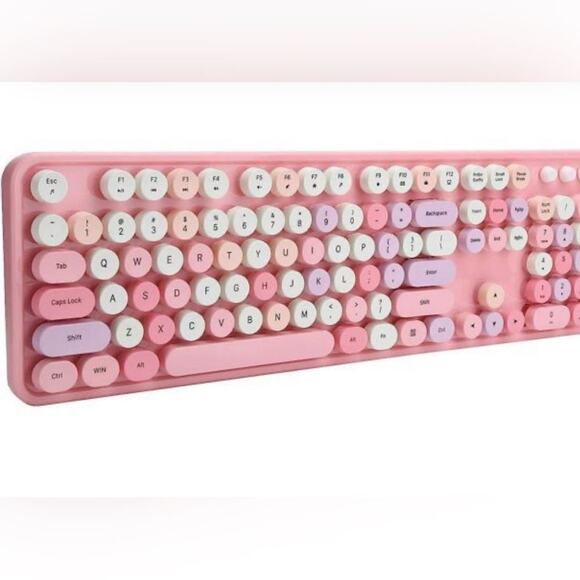 UBOTIE WIRELESS BLUETOOTH KEYBOARD PORTABLE 84 KEYS WITH COLORFUL KEYS‎ CAPS - Picture 1 of 5